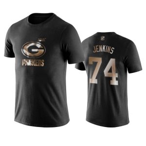 Stunning Superb Pretty Packers #74 Elgton Jenkins Black NFL Black Golden 100th Season T Shirts