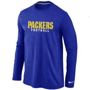 Superb Graceful Charming Green Bay Packers Authentic Font Long Sleeve T Shirt Blue