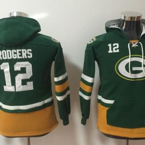 Superb Packers #12 Aaron Rodgers Green/Gold Youth Name & Number Pullover NFL Hoodie