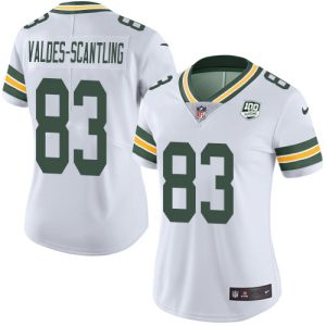 Superb Packers #83 Marquez Valdes Scantling White Women's 100th Season Stitched NFL Vapor Untouchable Limited Jersey