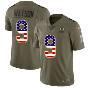 Superb Practical Packers #9 Christian Watson Olive/USA Flag Youth Stitched NFL Limited 2017 Salute To Service Jersey