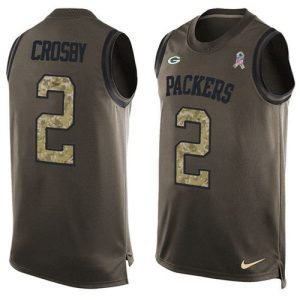 Superb Terrific Outstanding Packers #2 Mason Crosby Green Men's Stitched NFL Limited Salute To Service Tank Top Jersey
