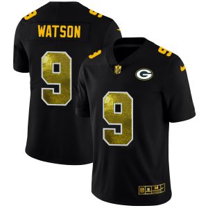 Terrific Elegant Green Bay Packers #9 Christian Watson Men's Black Golden Sequin Vapor Limited NFL Jersey