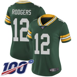 Terrific Fantastic Packers #12 Aaron Rodgers Green Team Color Women's Stitched NFL 100th Season Vapor Limited Jersey