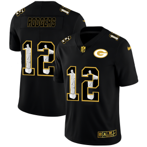Terrific Green Bay Packers #12 Aaron Rodgers Carbon Black Vapor Cristo Redentor Limited NFL Jersey