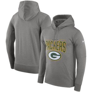 Terrific Green Bay Packers Sideline Property of Performance Pullover Hoodie Gray