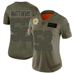 Terrific Modern Fabulous Packers #52 Clay Matthews Camo Women's Stitched NFL Limited 2019 Salute to Service Jersey