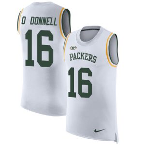 Terrific Packers #16 Pat O'Donnell White Men's Stitched NFL Limited Rush Tank Top Jersey