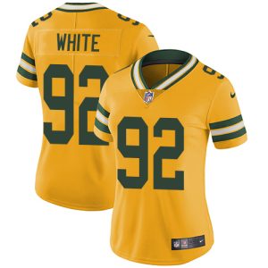 Terrific Perfect Marvelous Packers #92 Reggie White Yellow Women's Stitched NFL Limited Rush Jersey