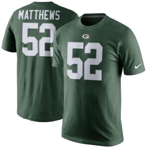 Terrific Perfect Spectacular Green Bay Packers #52 Clay Matthews Player Pride Name & Number T Shirt Green