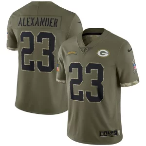 Terrific Trendy Unique Jaire Alexander Green Bay Packers Nike 2022 Salute To Service Limited Jersey Olive
