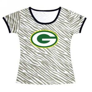 Trendy Charming Cool Women's Green Bay Packers Sideline Legend Authentic Logo Zebra Stripes T Shirt