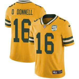 Trendy Gorgeous Terrific Packers #16 Pat O'Donnell Yellow Men's 100th Season Stitched NFL Limited Rush Jersey