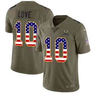 Trendy Graceful Packers #10 Jordan Love Olive/USA Flag Youth Stitched NFL Limited 2017 Salute To Service Jersey