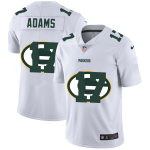 Trendy Green Bay Packers #17 Davante Adams White Men's Team Logo Dual Overlap Limited NFL Jersey