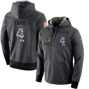 Trendy Handy Amazing NFL Men's Green Bay Packers #4 Brett Favre Stitched Black Anthracite Salute to Service Player Performance Hoodie