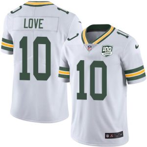 Trendy Packers #10 Jordan Love White Youth 100th Season Stitched NFL Vapor Untouchable Limited Jersey