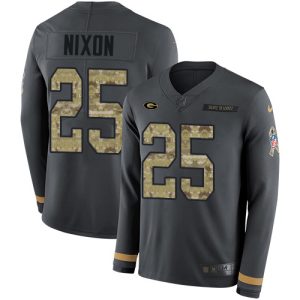 Trendy Packers #25 Keisean Nixon Anthracite Salute to Service Youth Stitched NFL Limited Therma Long Sleeve Jersey