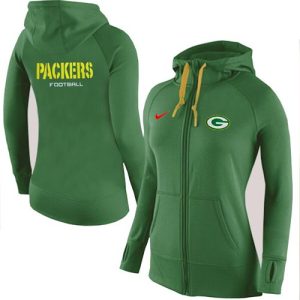 Unique Awesome Fantastic Women's Green Bay Packers Full Zip Performance Hoodie Green