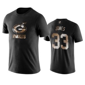 Unique Brilliant Packers #33 Aaron Jones Black NFL Black Golden 100th Season T Shirts