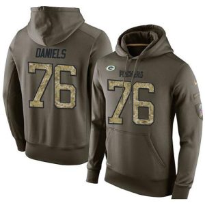 Unique Classy NFL Men's Green Bay Packers #76 Mike Daniels Stitched Green Olive Salute To Service KO Performance Hoodie