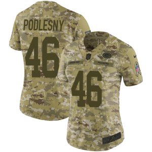Unique Delightful Packers #46 Jack Podlesny Camo Women's Stitched NFL Limited 2018 Salute To Service Jersey