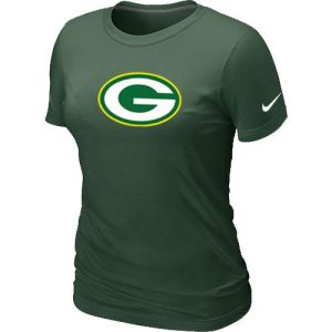Unique Elegant Terrific Women's Dark Green Bay Packers Logo NFL T Shirt Dark Green