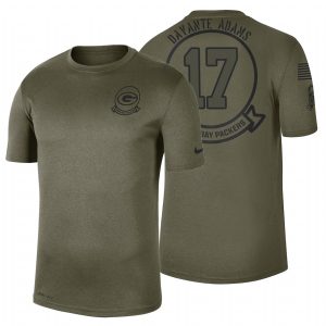 Unique Green Bay Packers #17 Davante Adams Olive 2019 Salute To Service Sideline NFL T Shirt