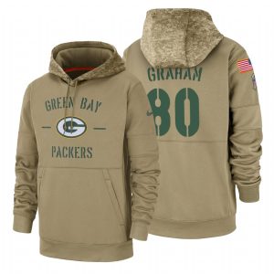 Unique Green Bay Packers #80 Jimmy Graham Tan 2019 Salute To Service Name & Number Sideline Therma Pullover Hoodie