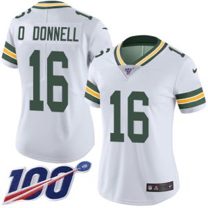 Unique Marvelous Packers #16 Pat O'Donnell White Women's Stitched NFL 100th Season Vapor Untouchable Limited Jersey
