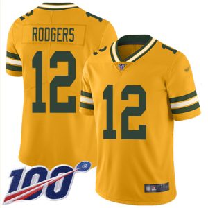 Unique Outstanding Amazing Packers #12 Aaron Rodgers Gold Youth Stitched NFL Limited Inverted Legend 100th Season Jersey
