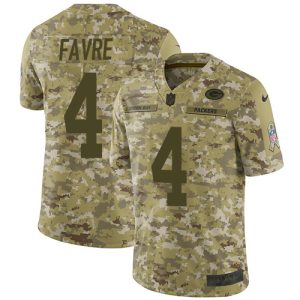 Unique Packers #4 Brett Favre Camo Youth Stitched NFL Limited 2018 Salute to Service Jersey