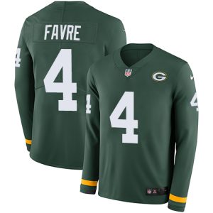 Unique Packers #4 Brett Favre Green Team Color Men's Stitched NFL Limited Therma Long Sleeve Jersey