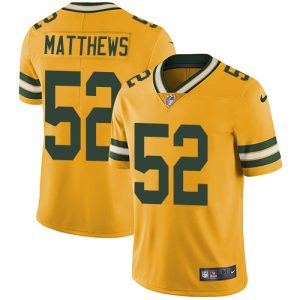 Unique Packers #52 Clay Matthews Yellow Youth Stitched NFL Limited Rush Jersey