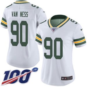 Unique Packers #90 Lukas Van Ness White Women's Stitched NFL 100th Season Vapor Untouchable Limited Jersey