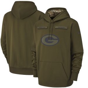 Unique Youth Green Bay Packers Olive Salute to Service Sideline Therma Performance Pullover Hoodie